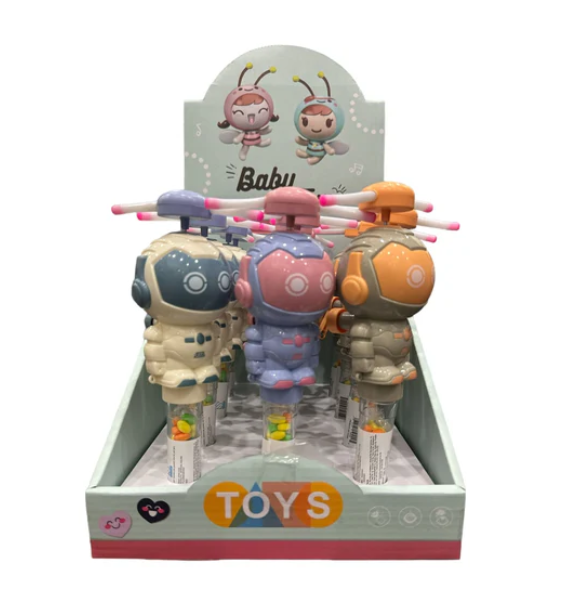 Baby Fun- Robot Light-Up Manual Fan Toy with Candy