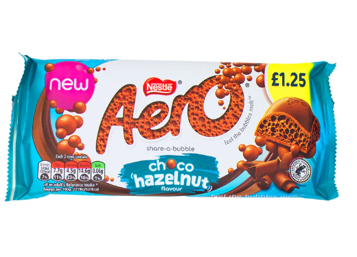 Aero - Chocolate Hazelnut - Chocolate Bar - Share Size - 90g (UK)