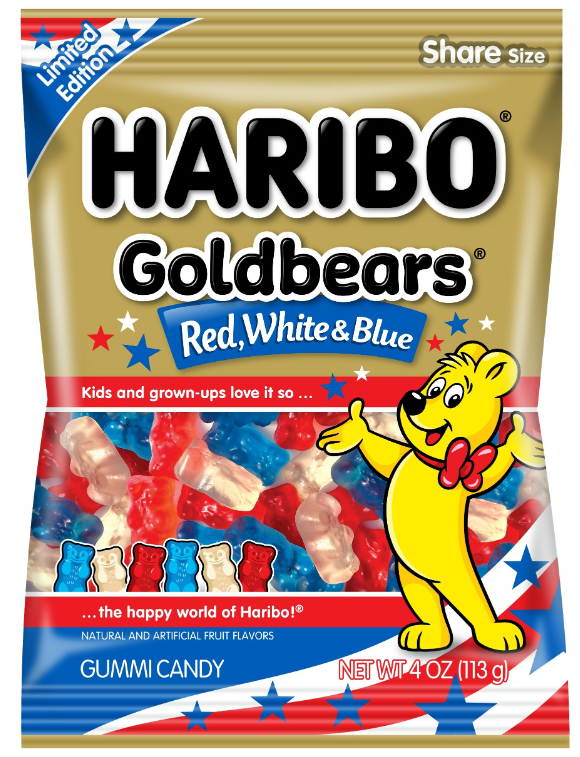 Haribo - Gold Bears Red, White & Blue - Theatre Bag - 142g (Limited Edition)