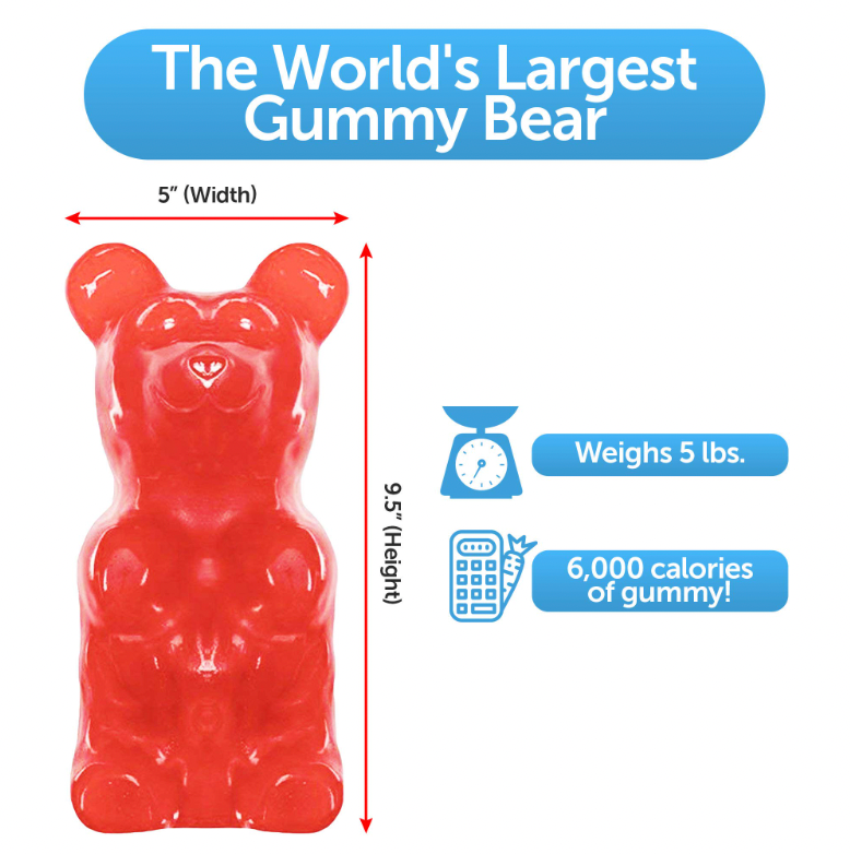 World's Largest Gummy Bear - 9" Giant Gummy Bear - 5lbs