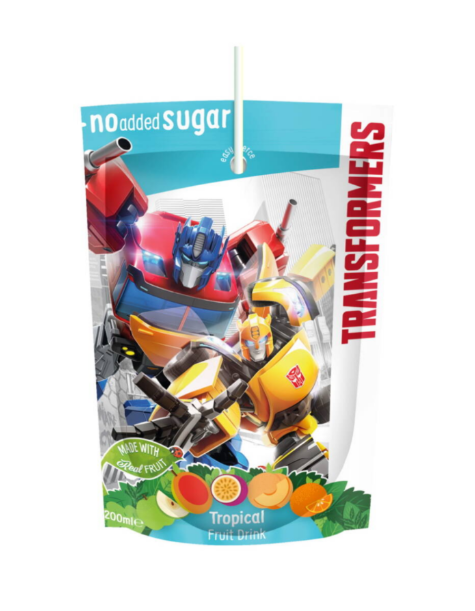 Whatever Brand -  Transformers Fruit Juice Pouch (Tropical) - 200ml (UK)