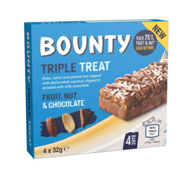 Mars - Bounty Triple Treat Fruit & Nut Chocolate - 4pack/128g (UK)