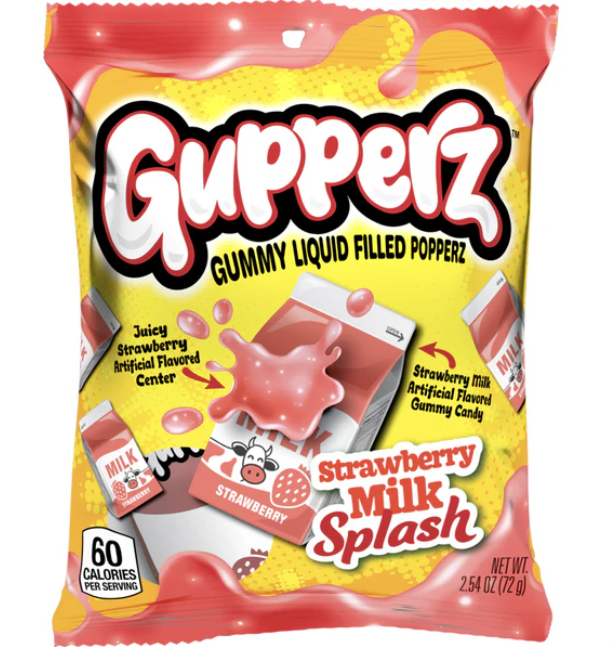 Gupperz - Gummy Liquid Filled Popperz - Strawberry Milk Splash - 72g