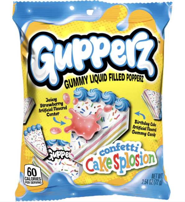 Gupperz - Gummy Liquid Filled Popperz - Confetti Cakesplosion - 72g