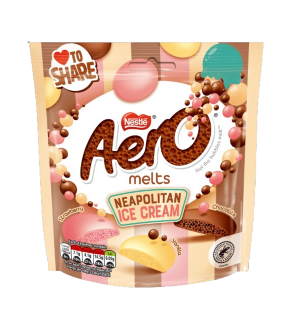 Aero - Neapolitan Ice Cream Melts - Share Size - 86g (UK)