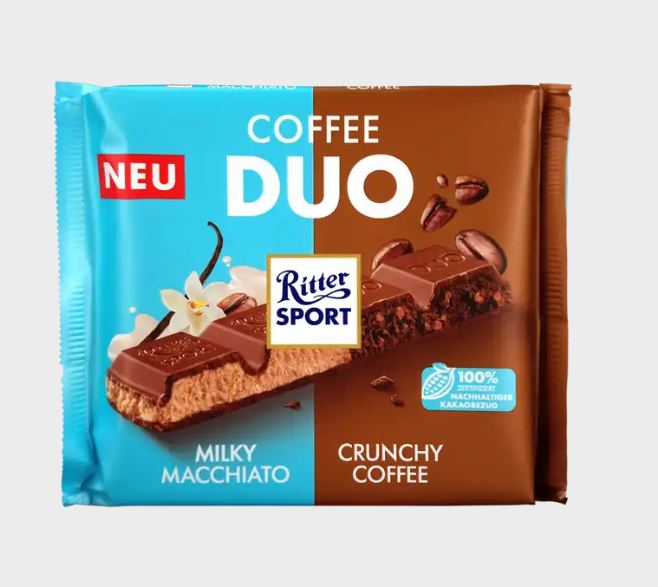 Ritter Sport - Coffee Duo Milky Macchiato & Crunchy Coffee - Chocolate Bar - 218g (Germany)