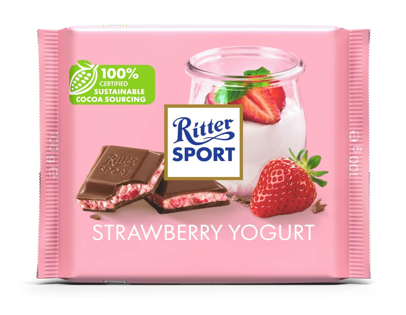 Ritter Sport - Strawberry Yogurt - Chocolate Bar - 100g (Germany)