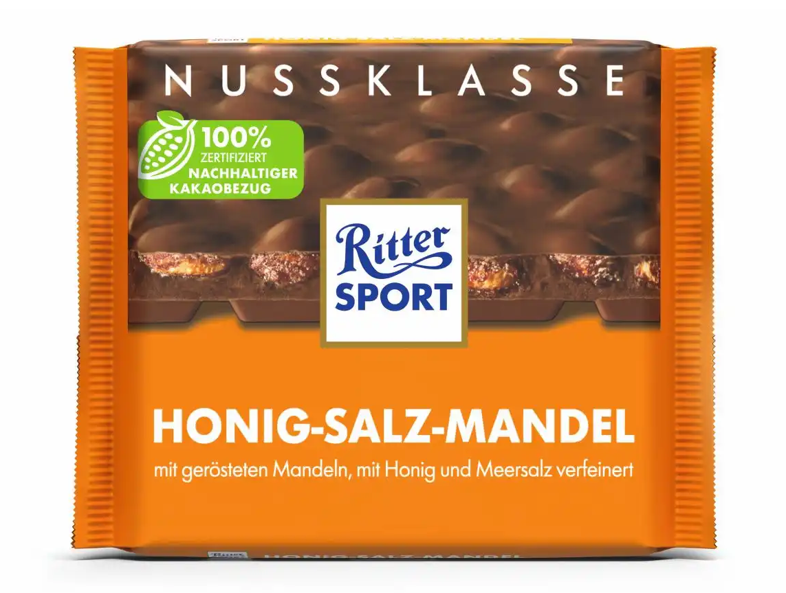 Ritter Sport - Honey-Salt-Almond (Honig-Salz-Mandel) - Chocolate Bar - 100g (Germany)