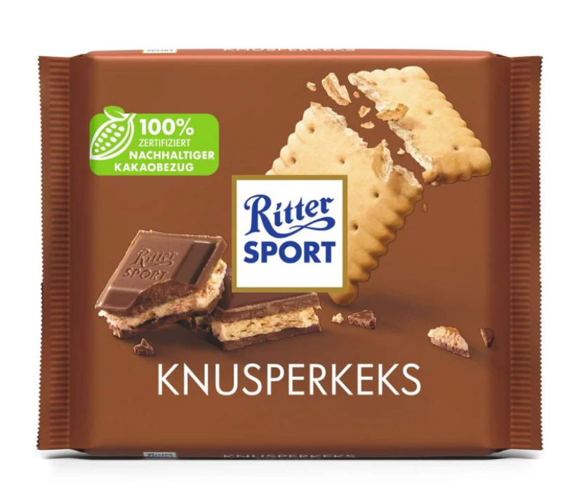 Ritter Sport - Crispy Butter Cookies (Knusperkeks) - Chocolate Bar - 100g (Germany)