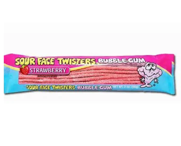 Face Twisters - Sour Bubble Gum Strawberry  - 56g