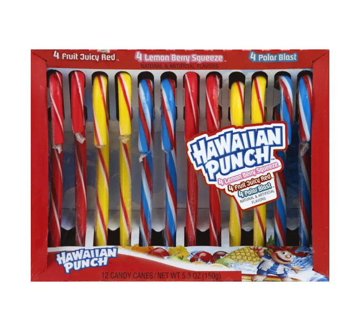 Hawaiian Punch - Candy Canes - 12pk 150g