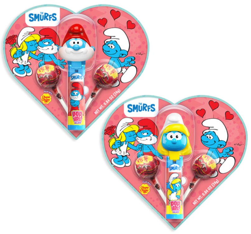 Flix Candy - The Smurfs Valentine Heart - Pop Ups Lollipop Dispenser- 24g