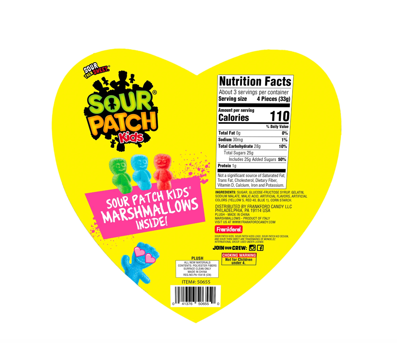 Frankford - Sour Patch Kids Valentine's Marshmallow Heart Box with Plush - 3.53oz