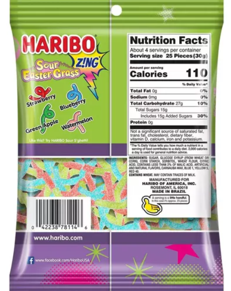 Haribo - Sour Easter Grass - 113g