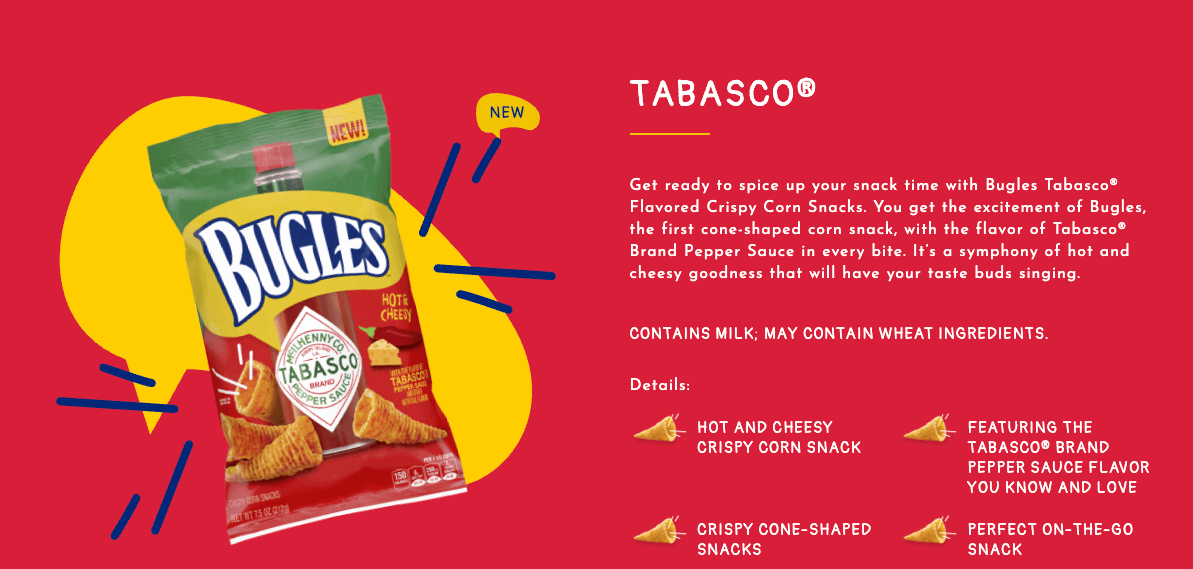 General Mills - Bugles Tabasco Hot & Cheesy - 85g