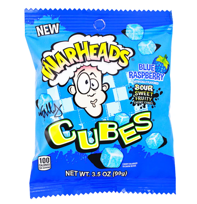 Warheads - Sour Fruity Blue Raspberry Cubes - 99g
