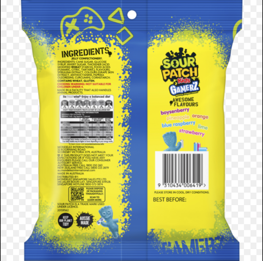 Sour Patch Kids - Gamerz - Theatre Bag - 190g (Australia)