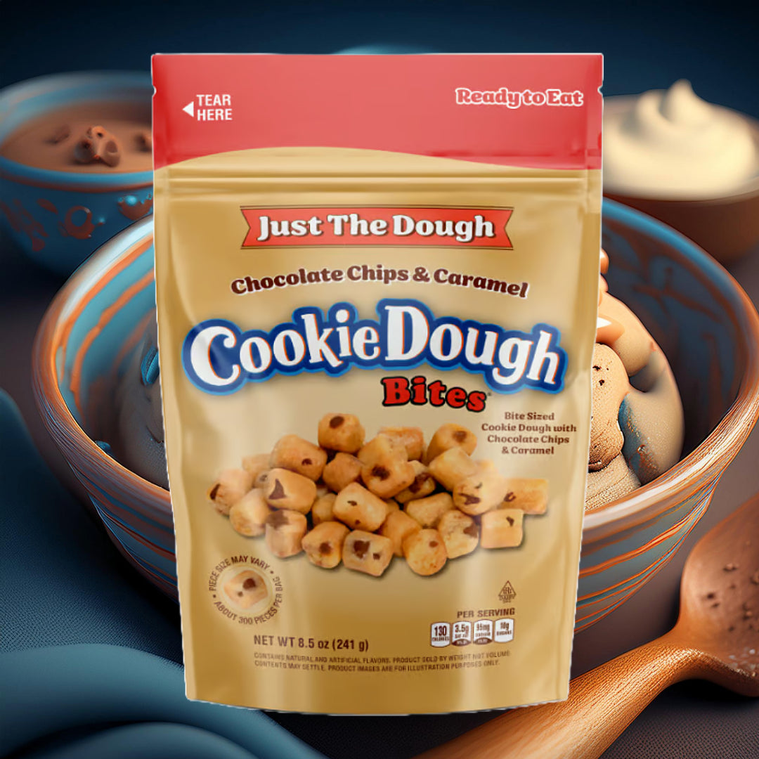 Just The Dough - Chocolate Chips & Caramel Cookie Dough Bites - Theatre Bag - 241g